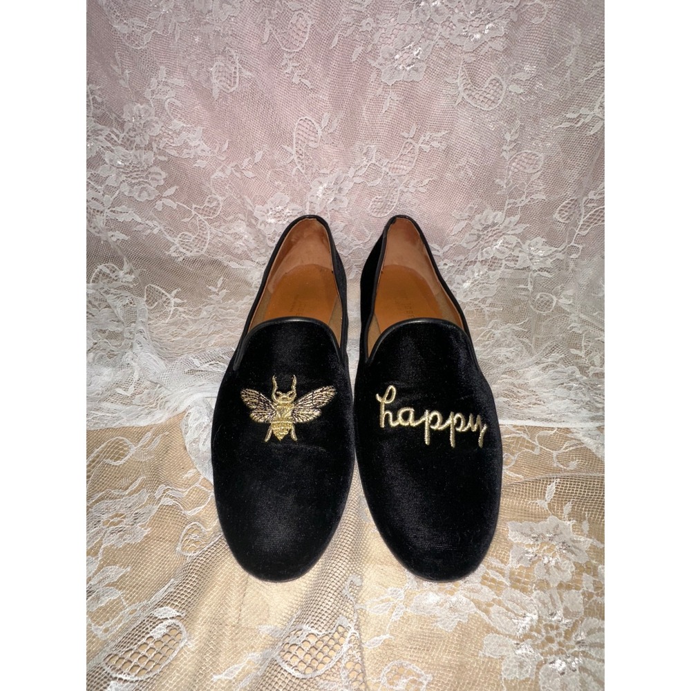 Jon Josef Black Velvet Happy Bee Loafers‎  Made in Spain Womens 10